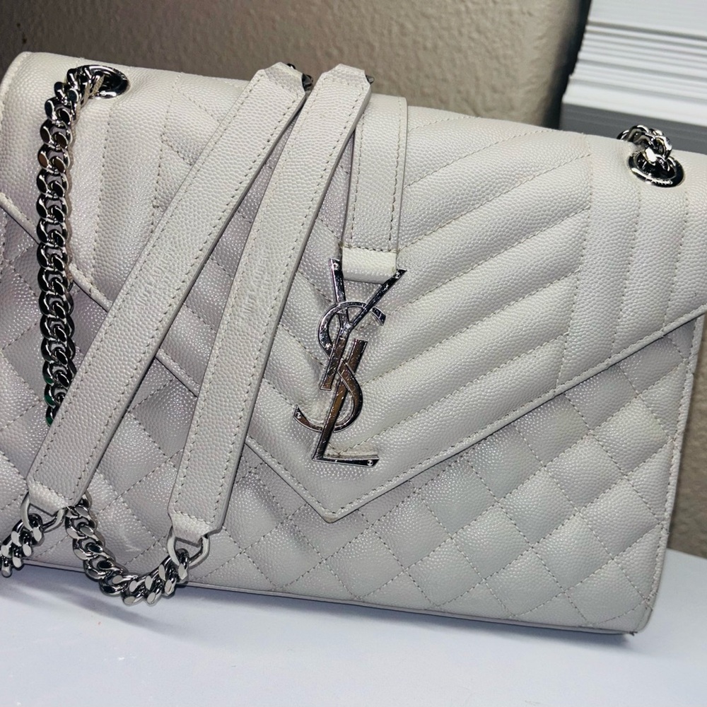YSL gray medium envelope bag